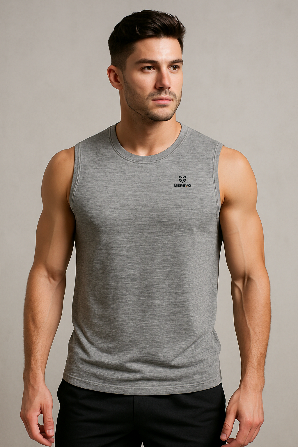 Merevo Tank Top Merinowil Anti-Geruch &amp; Atmungsaktives Shirt für Herren Grau